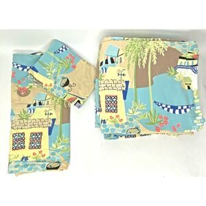 POTTERY BARN Full Sheet Set La Vie En Mer Coastal Beach 4 pc 100% Cotton Bedding